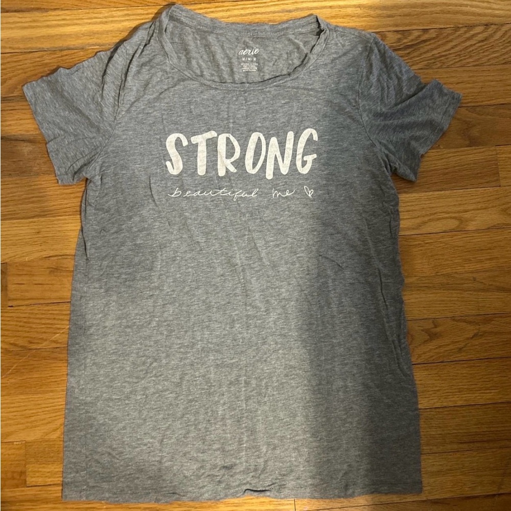 Aerie Gray 'Strong Beautiful Me' Tee